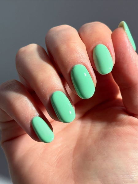 Neon French mint nails